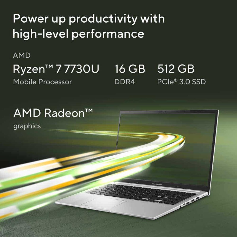 ASUS Vivobook 15 M1502YA-NJ116W AMD Ryzen R7-7730U 16GB RAM 512GB SSD AMD Radeon Graphics 15.6" FHD Windows 11 Home Laptop - Quiet Blue photo 2