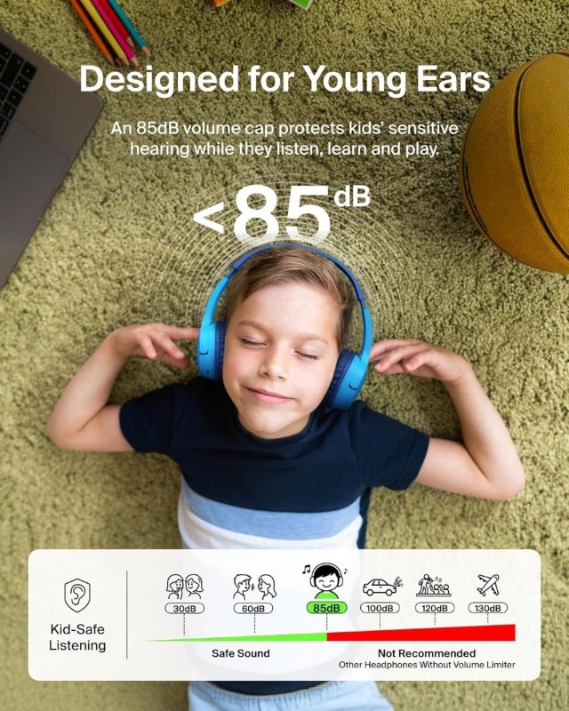 Belkin SoundForm Mini Kids Wireless Headphones - Blue (BL-HS-BT-D002-BLU) photo 2