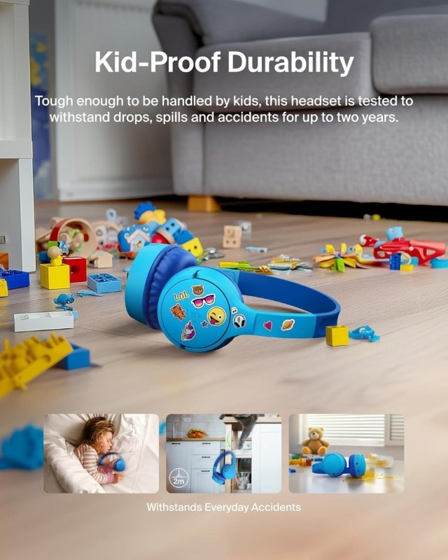 Belkin SoundForm Mini Kids Wireless Headphones - Blue (BL-HS-BT-D002-BLU) photo 4