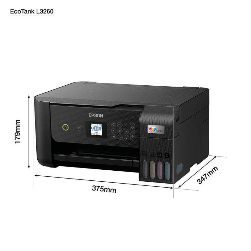 EPSON EcoTank L3260 Home ink tank printer A4, colour, 3-in-1 printer with WiFi and Smart Panel App - Black photo 3