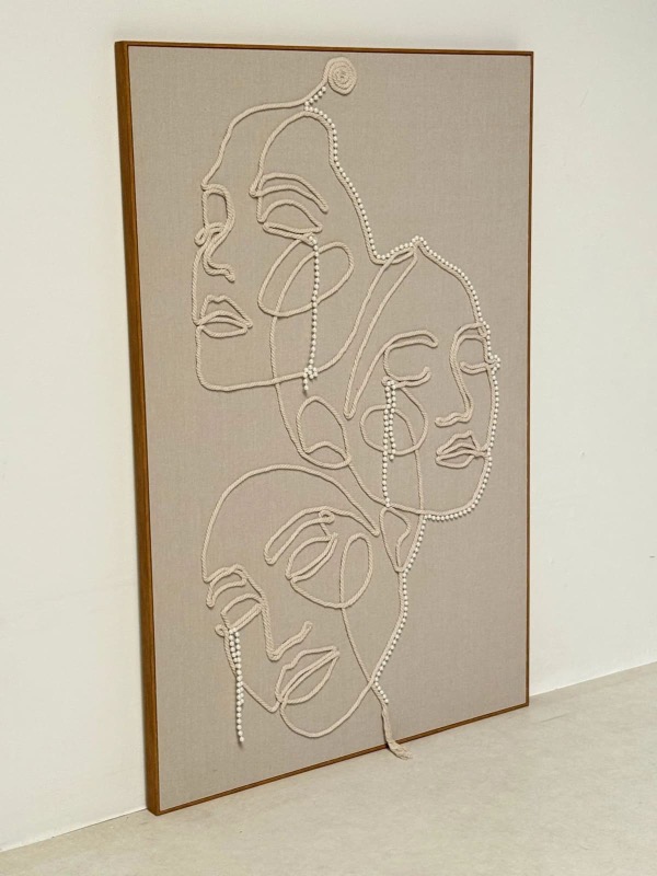 3D Abstract Face Line Wall Art With Pearl Detailing photo 2