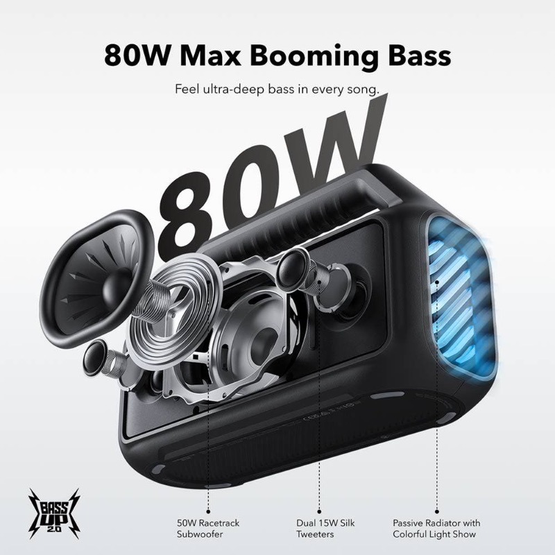 Anker Soundcore Boom 2 Outdoor Portable Bluetooth 80W Speaker Black A3138011 photo 2