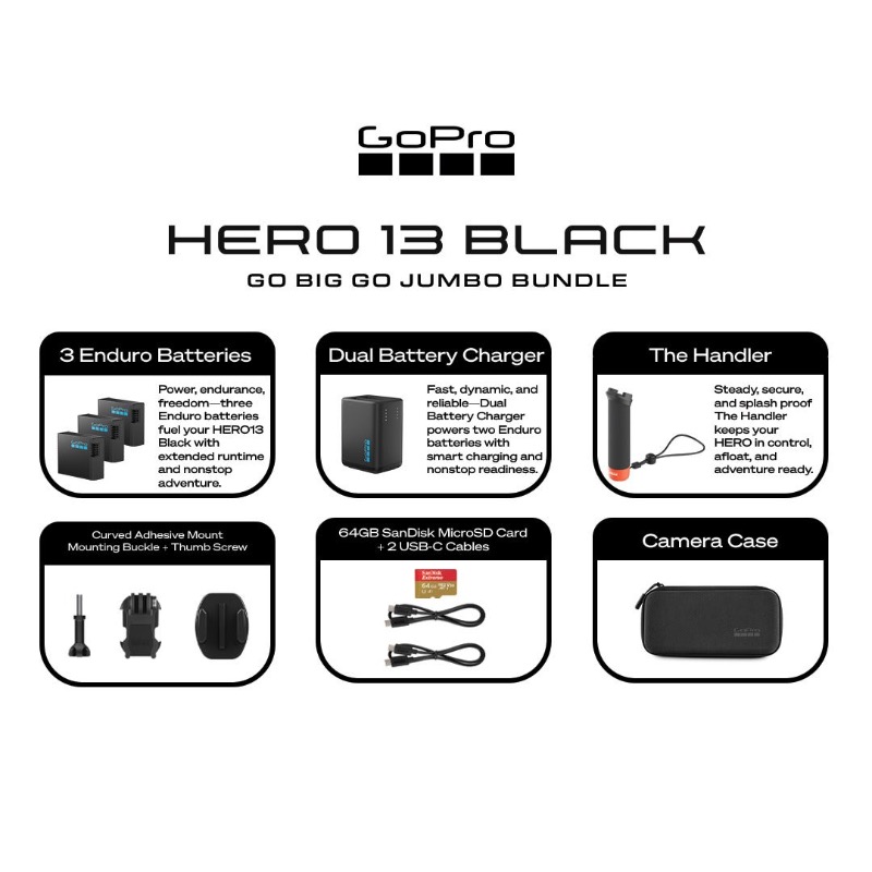 Go Pro Hero 13 Go Big Go Jumbo Bundle - Black (CHDRB134RW+HND) photo 2